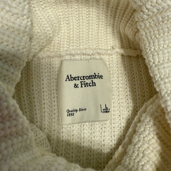 Abercrombie & Fitch white knit turtleneck sweater size L - Picture 4 of 4